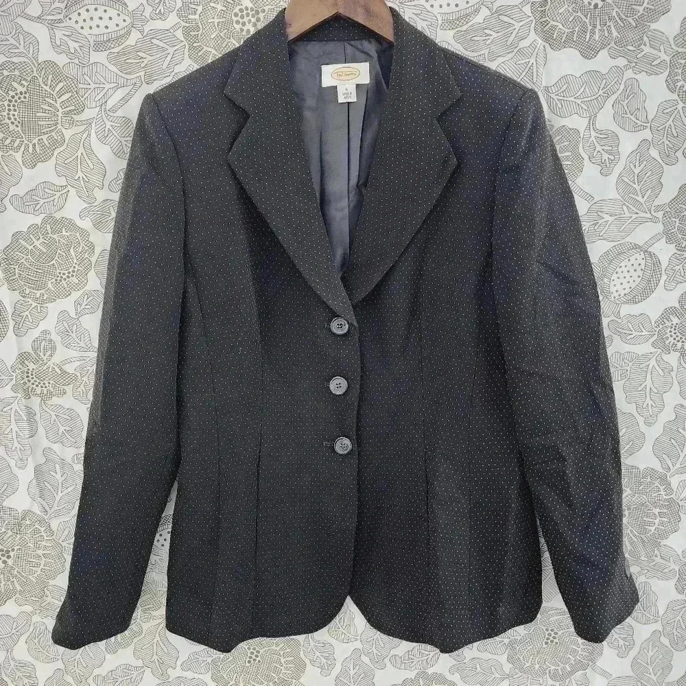 Vintage Talbots Pattern Women's Blazer Black Size 6 - Picture 1 of 8